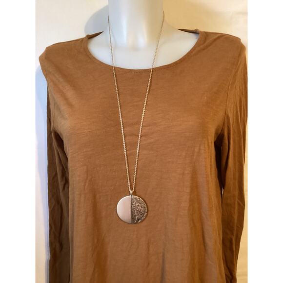 2125 Split Disc Gold 32" Necklace 2 Half Moons Making A Whole Moon - Picture 1 of 4